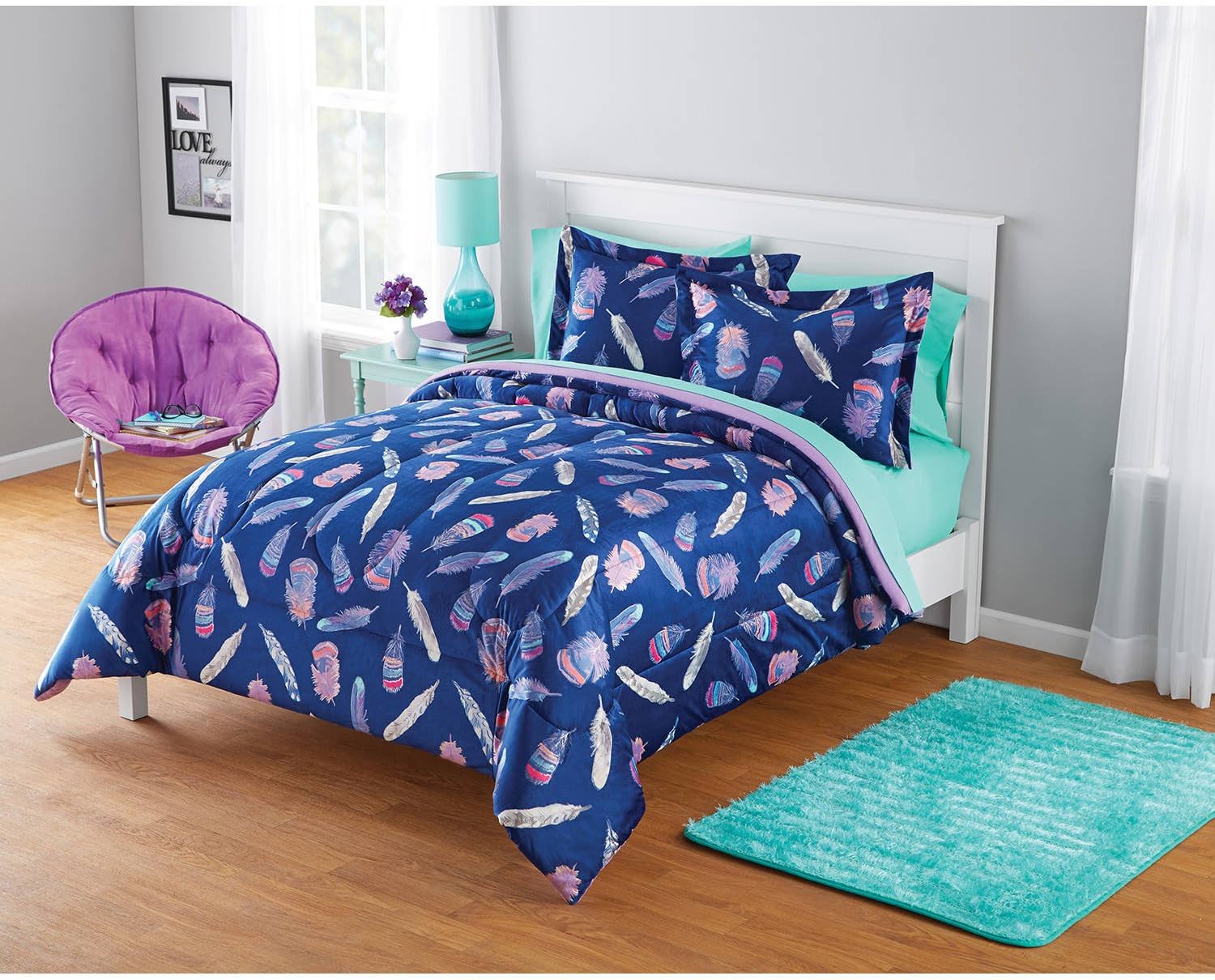 Your Zone Inky Feather Foil Comforter 