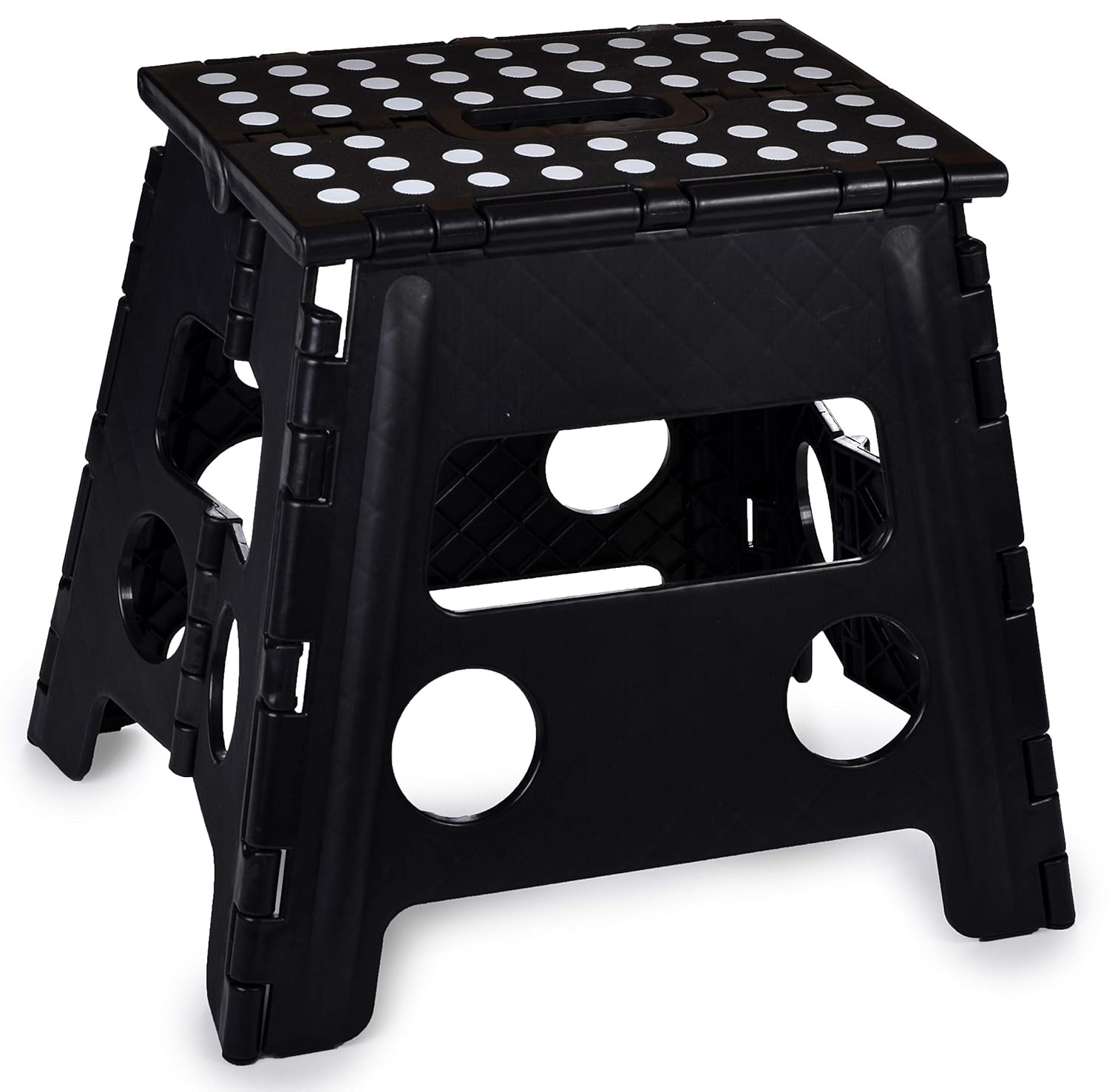 Folding Step Stool, 13 Inch - The Anti-Skid Step Stool is Sturdy to Support Adults and Safe Enough for Kids. Opens Easy with One Flip. Great for Kitchen, Bathroom, Bedroom, Kids or Adults. (Black)