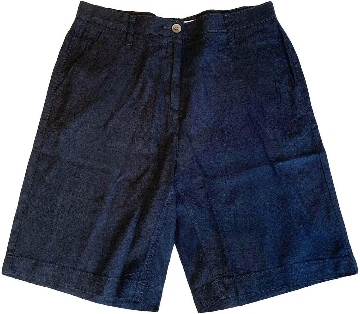 Ladies Linen Shorts Summer Womens Viscose Black Zipped Above Knee Ex