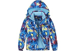 Vrilibo Boys Waterproof Ski Jacket Fleece Three Layers Thick Warm Kid Outdoor Winter Snow Coat Hooded Kids Raincoat