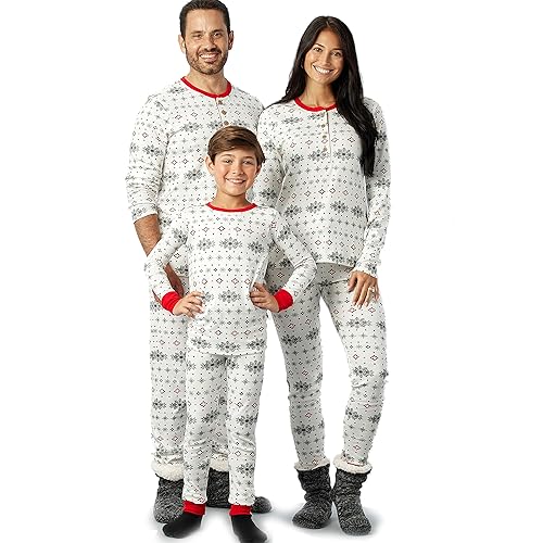HonestBaby Family Matching Holiday Pajamas Organic Cotton for Men, Women, Kids, Toddlers, Baby Boys, Girls, Unisex Pets, Jumbo Fair Isle, 2T