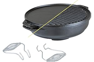Lodge Cast Iron Cook-It-All Kit. Five-Piece Cast Iron Set Includes a Reversible Grill/Griddle 14 Inch, 6.8 Quart Bottom/Wok, 