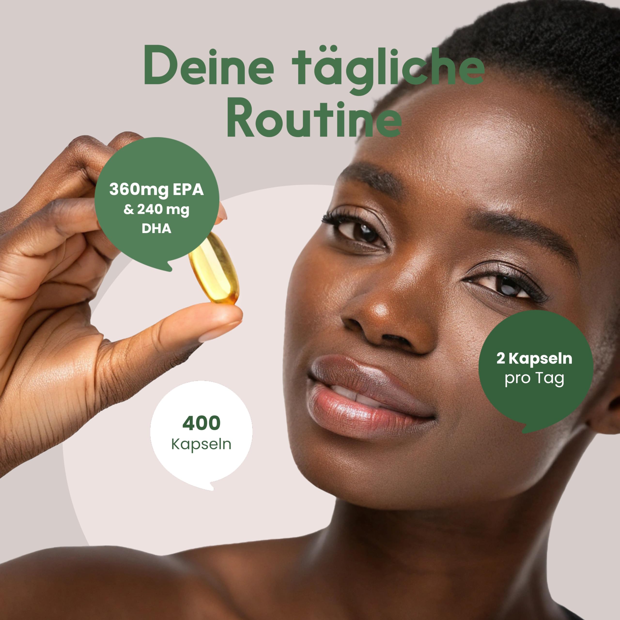 Omega 3 Kapseln Hochdosiert - 400 Kapseln mit 2000mg - EPA 360mg & DHA 240mg Fischöl pro Tagesportion - Omega 3 Fettsäuren Kapseln, produziert in Deutschland Laborgeprüft - Verpackung kann variieren 3