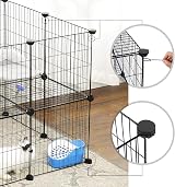 SONGMICS Pet Enclosure LPI02H 2 Levels Mesh Panels Indoor 143x73x71 cm Black view 4