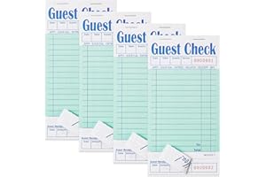 ZPARIK 4 Pack Green Guest Checks Books for Servers Server Note Pads, Waiter Checkbook, Waitress Notepad for Restaurants, Paper Checks 50 Sheets/Pack, 200 Total Tickets