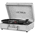 Victrola Journey Bluetooth Portable Suitcase Record Player – with Built-in Speakers, 3 Speed Vinyl Record Player, RCA Out, Headphone Jack, Light Gray