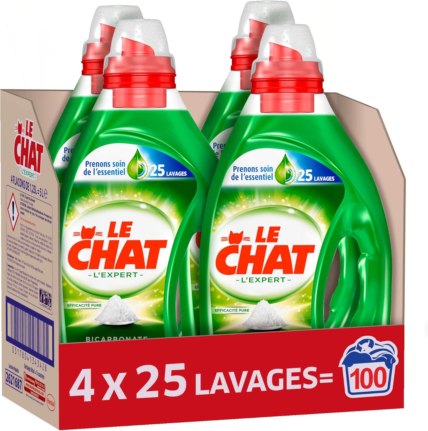 Le Chat L Expert Bicarbonate Lessive Liquide 100 Lavages 4 X 1 25l Amazon Fr Hygiasne Et Soins Du Corps