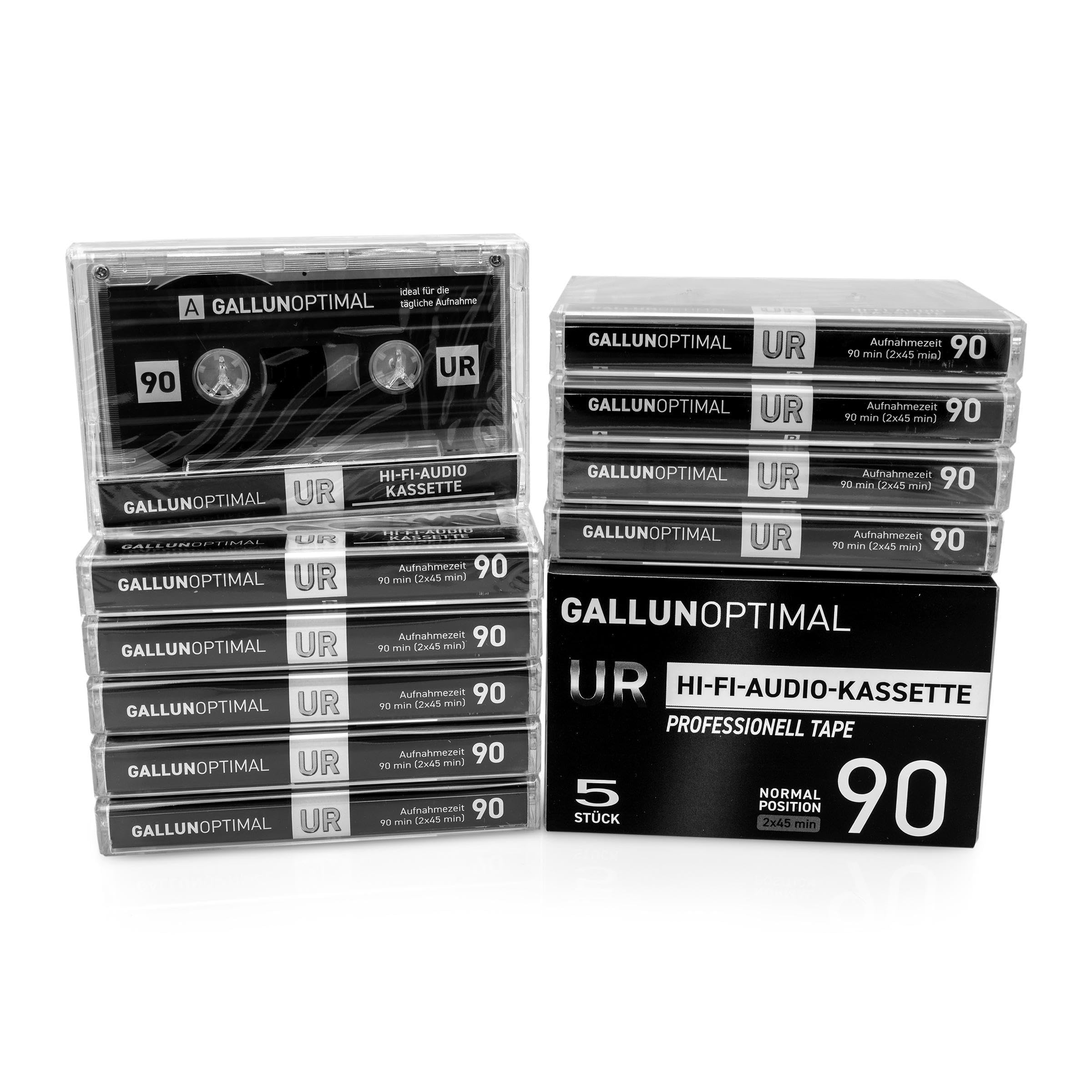 GALLUNOPTIMAL UR90 audio cassettes 90 min. Empty cassettes, pack of 5