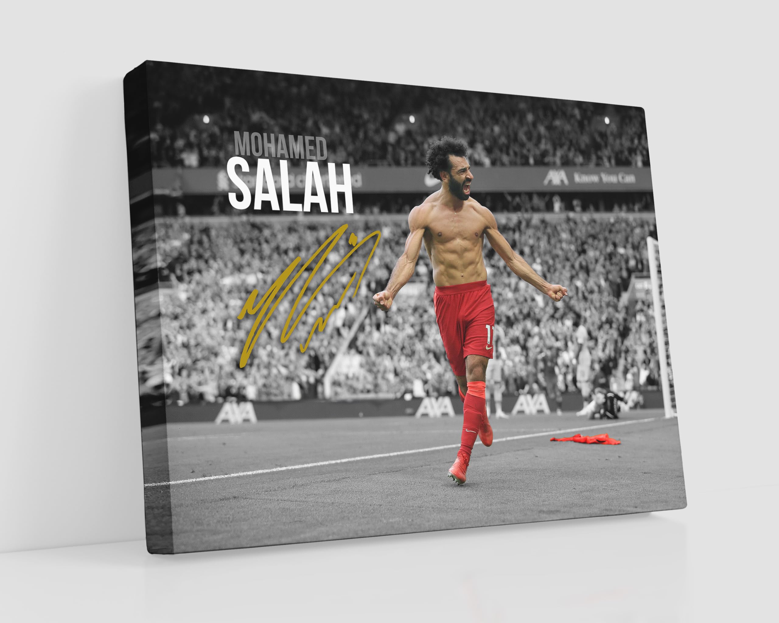 HWC Trading Mohamed Mo Salah Liverpool 16 x 12 inch Canvas Print Signed Autograph for Football Fans and Supporters - Canvas Only