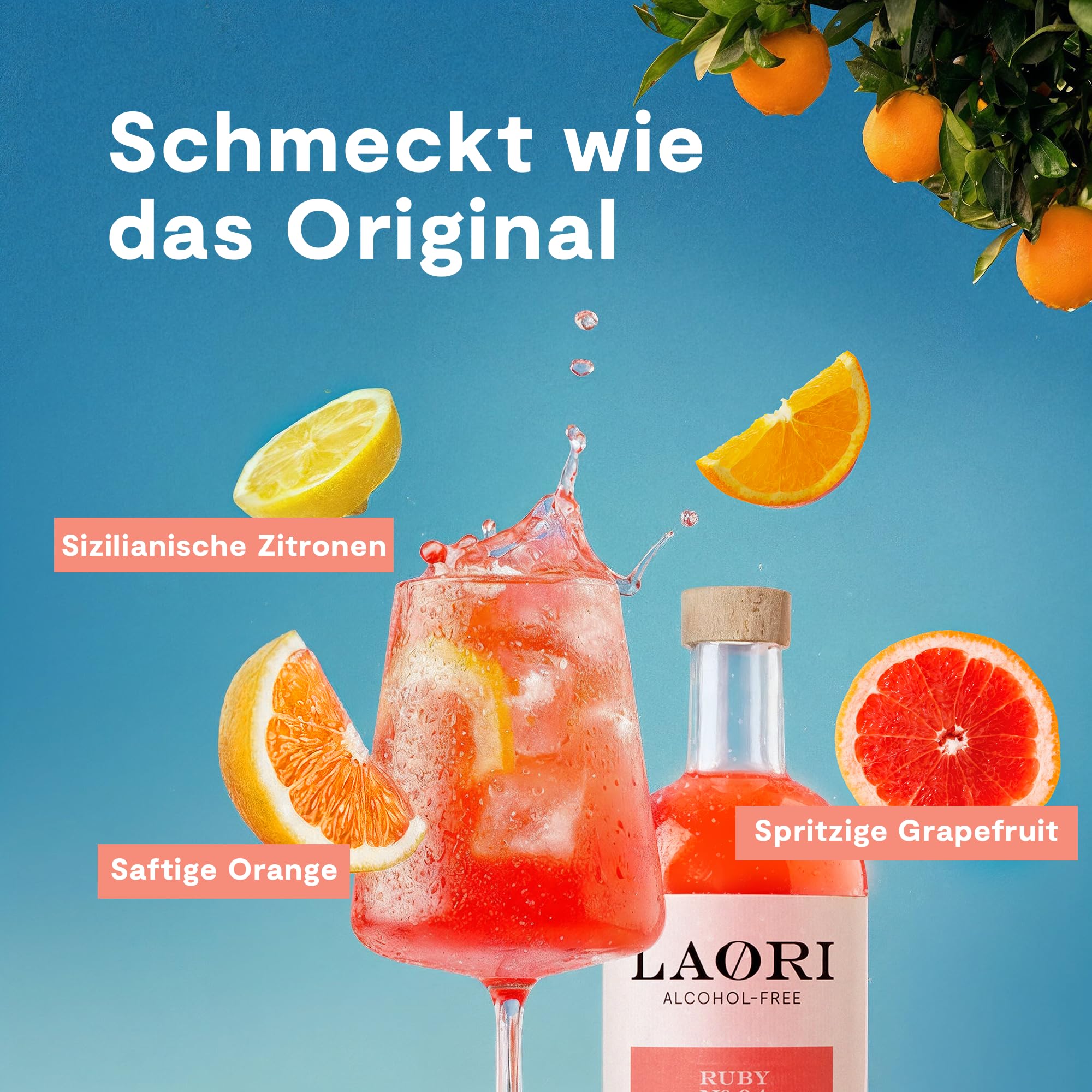 Laori Ruby No 04 Alkoholfreier Spritz 500 ml | Fruchtig-frischer Alkoholfreier Aperitif mit pinker Grapefruit & Orange | Perfekt für Italian Spritz & alkoholfreie Cocktails | Nur 65 Kalorien & vegan 4