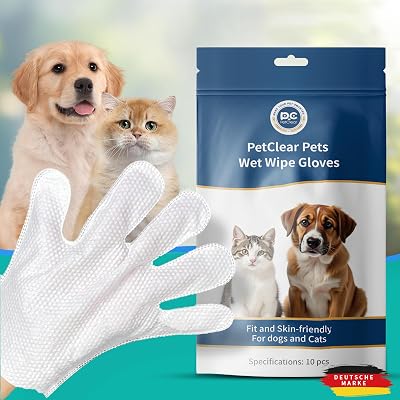 PCpetclear Pet Glove Wipe 10Pcs Hair Fur Cleanboring No Rinse Gentle