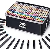 Hopesky 262 Colors Alcohol Markers - Dual Tip Permanent Art Markers Set for Coloring Drawing Painting, Fine and Chisel Tip Alcohol Based Pens with Carrying Case for Adult Artists