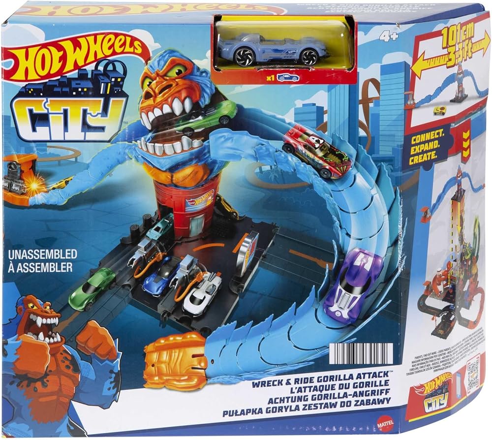 Hot Wheels City Wreck & Ride Gorilla Attack with 1 Car