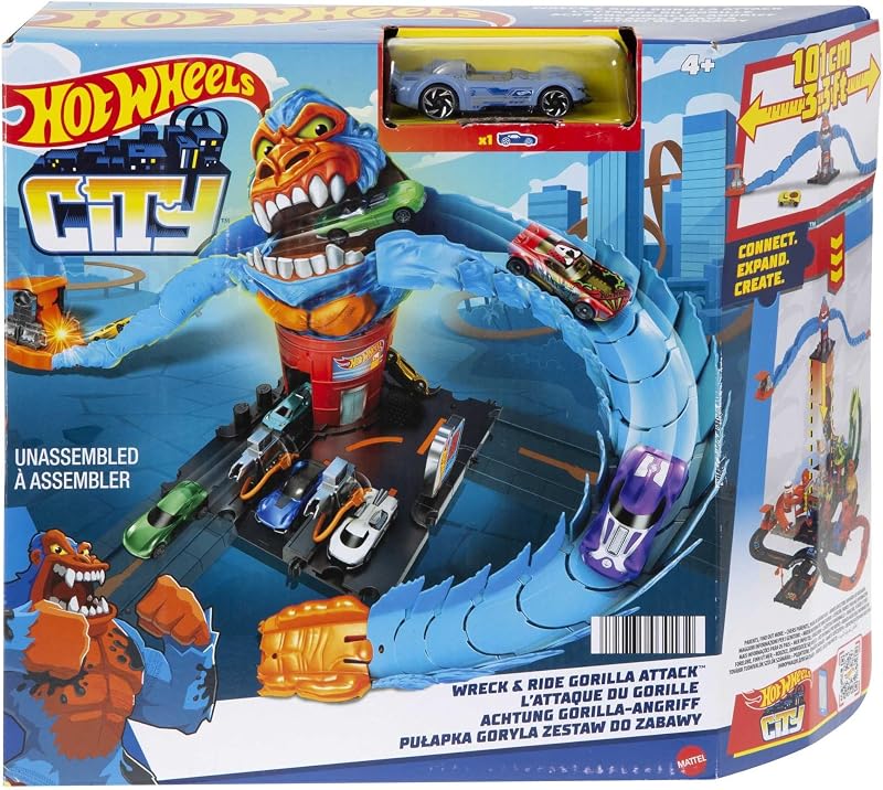 Hot Wheels City Wreck & Ride Gorilla Attack with 1 Car