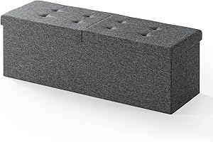 Otto & Ben 45" Storage Ottoman with SMART LIFT Top, Upholstered Tufted Bench, Foot Rest, Dark Grey