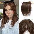 ELEVAVE Hair Toppers for Women Real Human Hair, 360° 3D Cover Middle Bangs Hair Pieces for Women (Medium Brown)