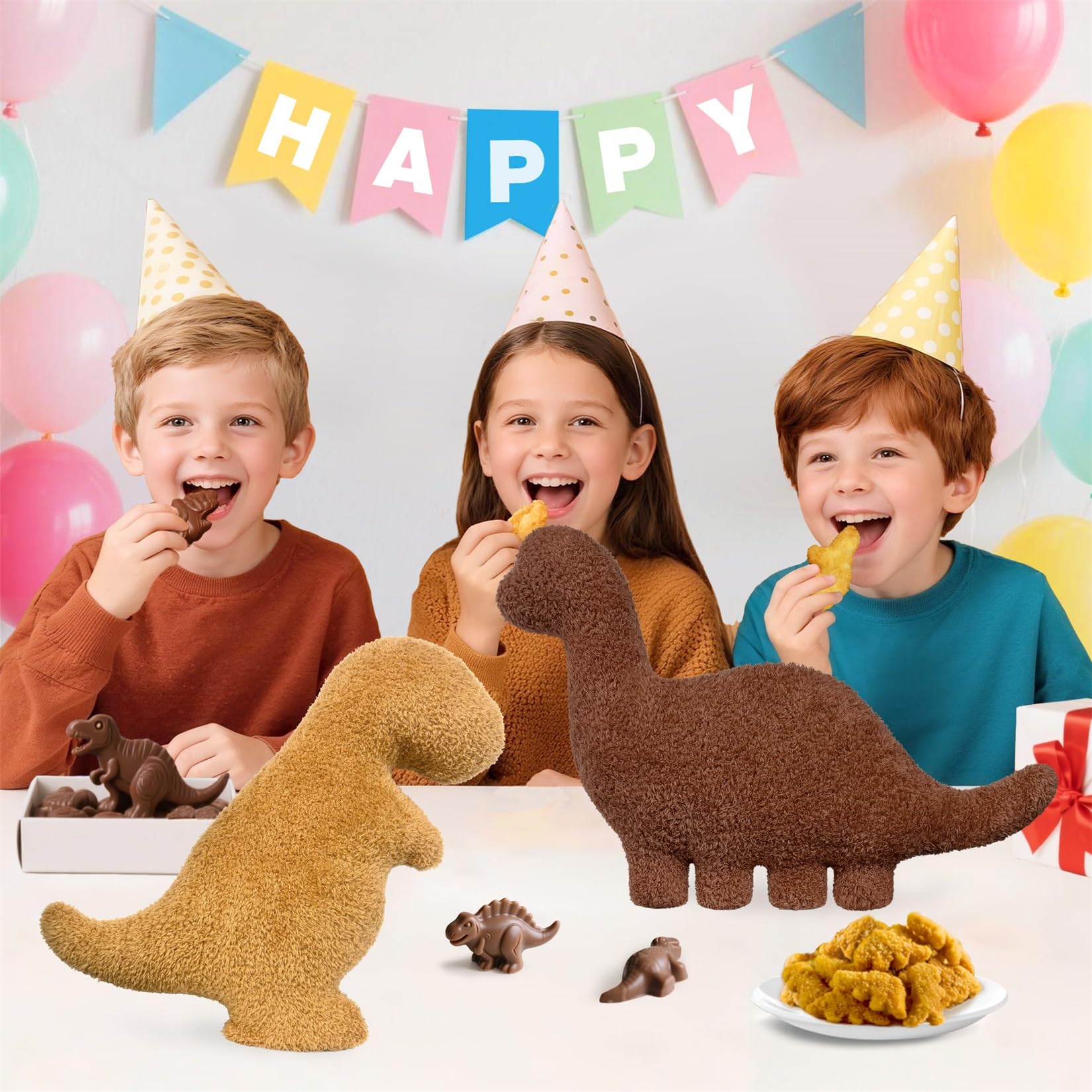 Dino Nuggets Pillow Plush, Dinosaur Chicken Plush Nuggets Pillow for Funny Birthday Gifts, Cute Funny Stuffed Animal for Boy and Girl, Dinosaur Gifts for Kids Teens and Adults (Tyran Rex, Small)