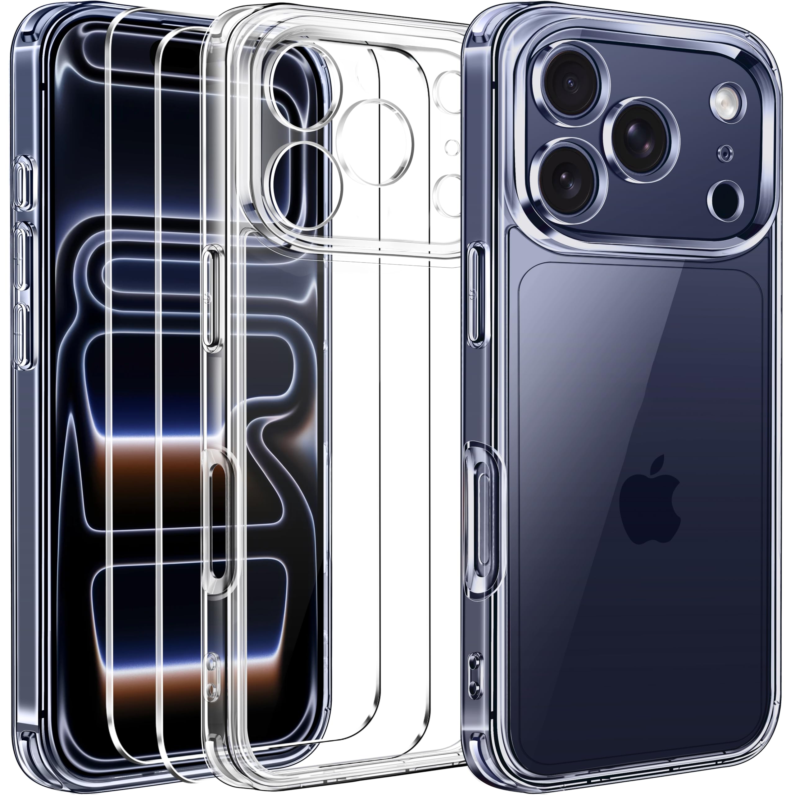 Photo 1 of ivoler 3-in-1 Clear Case Designed for iPhone 17 Pro Max 6.9'' 2025 with 2 Pack Tempered Glass Screen Protector, Military Shockproof Hard Back Slim for 17 Pro Max Cover - Clear