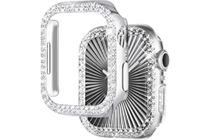 NewWays 2-Pack Bling Compatible for Apple Watch Cases 44mm SE Series 6 5 4, Protective Bumper for iWatch SE Series 4/5/6 (44mm, Silver/Clear)