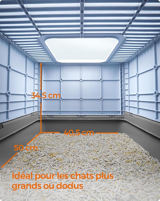 Bac à Litière Fermé XXL, Maison de Toilette, Plateau Amovible