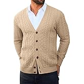 Runcati Mens Cardigan Sweater Casual Cable Knitted V Neck Button Down Winter Sweaters