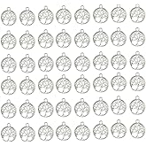 YYaaloa Pack of 50 Tibetan Tree of Life Charms; Silver, Mixed Smooth Metal Charms for DIY Jewelry Making