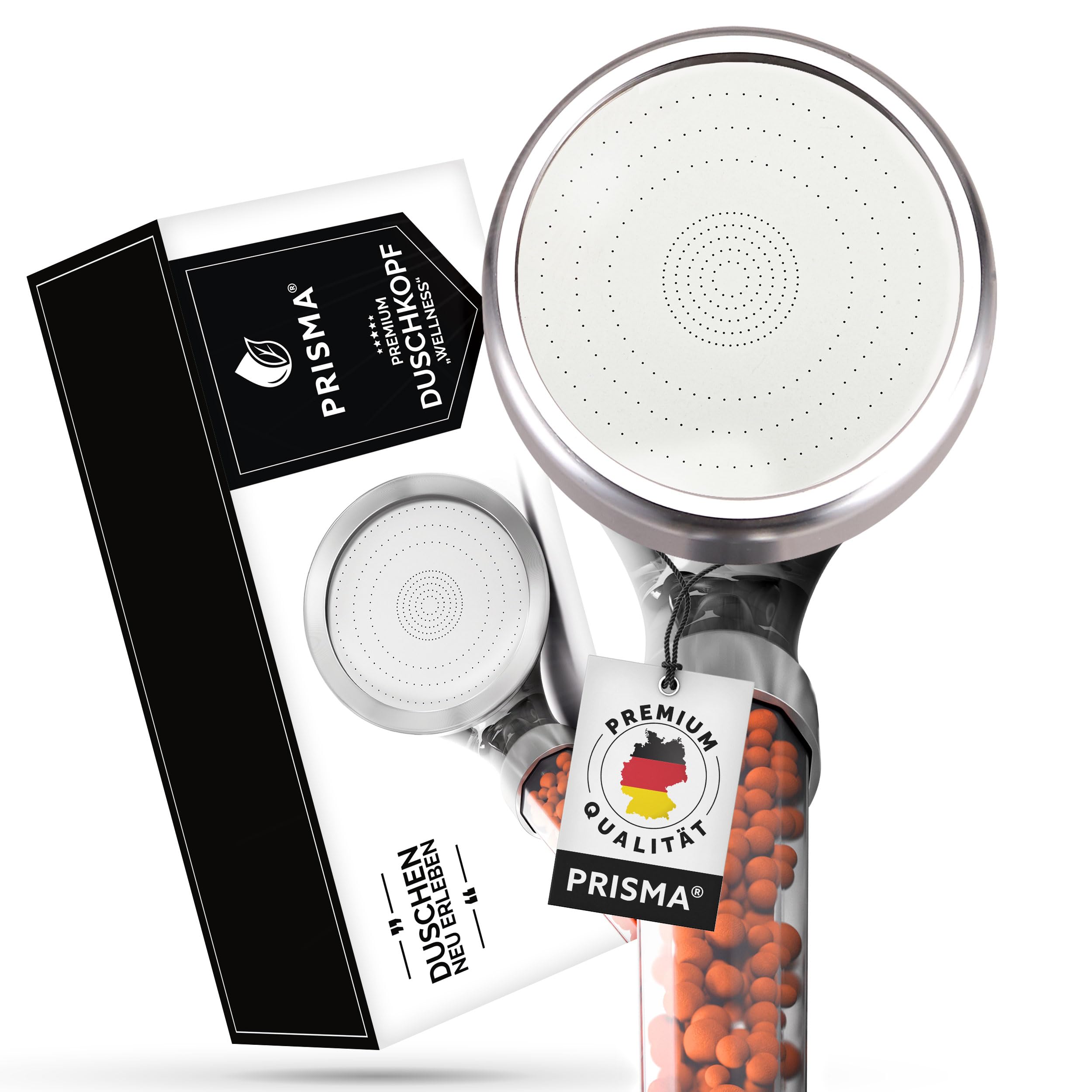 Prisma high Pressure Shower Head rain Shower watersaving for More Water Pressure - Showerhead Handheld rain Shower Head with Water Softener Powerful Shower Head