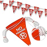 NACARUM "No Parking" Pennant Banner Flag, Fluorescent Orange, Ideal for Parking Lots and Outdoor Areas【37FT】