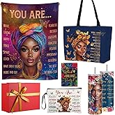 Geiserailie African American Gifts for Women Afro Black Girl Blanket, Tote Bag, Gift Box and More for Black Mom Friends Lady Valentine's Day Holiday Party Present(Purple Butterfly)