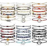 Yinkin 36 Pieces Boho Surfer Bracelet Ankle for Women Waterproof Unisex Ethnic Ankle for Women and Men Handmade Summer Beach Bracelet Jewelry String Rope Ankle Bracelets Gifts
