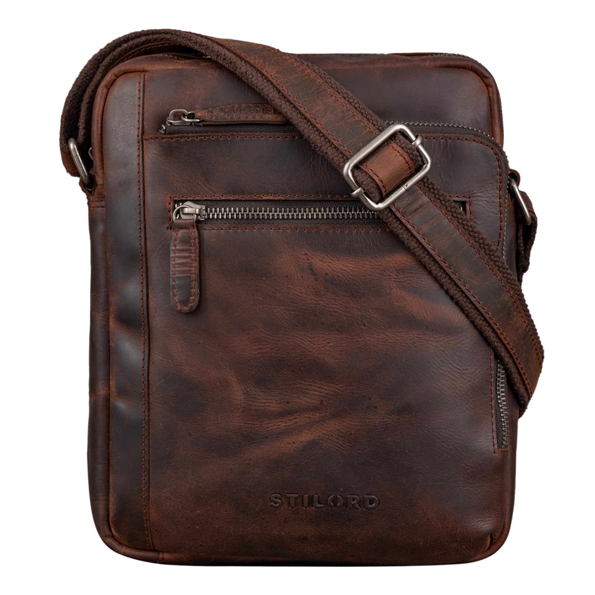 STILORD 'Bruce' Vintage Men's Leather Bag Small Shoulder Bag for Men 9.7 iPad Messenger Bag Genuine Vintage Leather, Colour:Zamora - Brown — image 1
