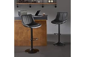 Nestvatto Bar Stools Set of 2, Swivel Counter Height Bar Stools, Adjustable PU Leather Bar Chairs with Back and Footrest, Mod
