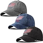 Geyoga 3 Pieces 250 Anniversary USA Hat Men Patriotic Adjustable Baseball Embroidered Hat Women American Flag Commemorative Tactical Washed