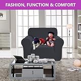 SAMSTEX 1 Seater Sofa Cover Grey 4-Way Stretch Non Slip Machine Washable view 3