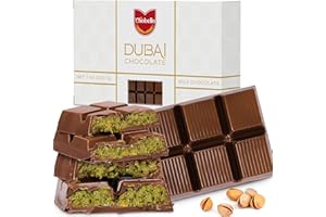 Chobella Dubai Chocolate Bar Pistachio 7oz, Premium Pistachio Dubai Chocolate Bar with Shredded Phyllo Dough, Viral Knafeh Chocolate Candy with Kataifi, Gift Box