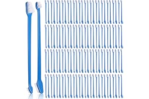 Gerrii 200 Count Dog Toothbrush Double Headed Pet Toothbrush Long Handle Dog Tooth Brushing Kit Soft Bristles Pet Tooth Brush for Doggy Cat and Most Pets Teeth Cleaning Dental Oral(Blue)