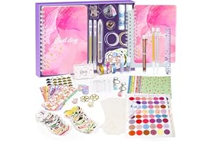 Suziko 2-Pack DIY Journal Kit, Gift for Girls Ages 8 9 10 11 12 13 14, Toys for Ages 8-14 Girls and Birthday Gifts for Girls,Fun, Cute Art & Crafts Kits,Scrapbook & Diary Supplies Toy Set
