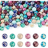 KISSITTY 150pcs 8mm Round Gemstone Beads Imperial Jasper Dyed Stone Crystal Loose Spacer Beads 6 Colors for DIY Jewelry Bracelets Necklaces Earrings Craft Making
