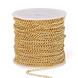 [66 Feet/ 20M] 18K Gold Plated Stainless Steel Curb