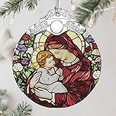 Virgin Mary Stained Glass Ornament, Christian Christmas Ornament, Religious Christmas Decoration, Holiday Decor, Gifts for Christian, Religious Gifts, Gift Exchange, Gift Idea