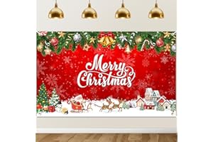 Avezano Christmas Holiday Banner Snowy World Merry Christmas Banner Snowflake Santa Claus Xmas Backdrop for Photography New Year Xmas Party Photo Props (70.8x43.3inch)