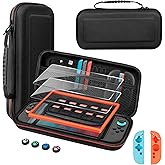 Carrying Case for Nintendo Switch 2 (2025)，Dockteck 4 in 1 Accessories with 2 Screen Protectors, Large Capacity Hard Shell Portable Travel Case for Switch 2 Accessories and 10 Game Card Slots, Black
