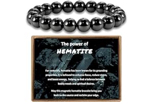 PEALICIOUS Hematite Bracelet for Men, 10MM Magnetic Bracelet with Natural Hematite Beads as Mens Anniversary Jewelry Gifts, B