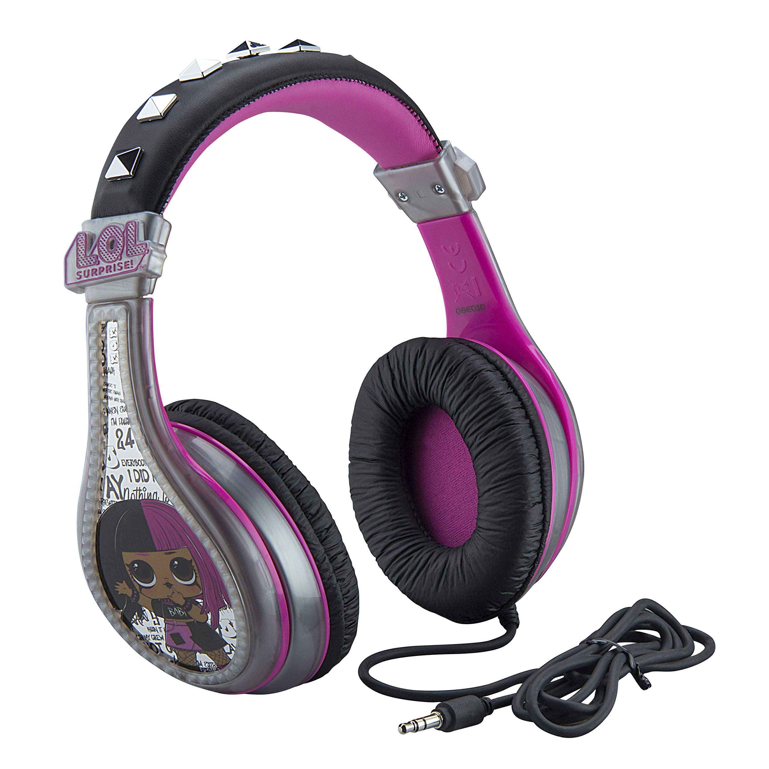 eKids L.O.L Surprise! OMG Remix Purple Over Ear Headphones, Wired, 3.5mm Jack, Volume Control, Tangle-Free, Foldable, Kids Headphones