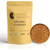 CARMEL ORGANICS Flax Seeds Whole 8 Ounce | USDA Certified Organic | Non GMO | Kosher | Unroasted Raw Flaxseed | Plant Based | Rich in Fiber | Linum usitatissimum
