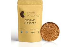 Organic Flax Seeds Whole 8 Ounce or 227g (0.5 Lb) | Non GMO | Kosher | USDA Certified Organic | By Carmel Organics | Unroasted Flax Seed | Plant Based | Linum usitatissimum