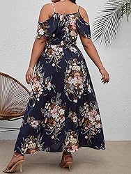 Floerns Women's Plus Size Cold Shoulder Short