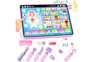 TOIDGY Doctor Kit for for Girls 1 Years Old, Interactive Doctor Tablet with Sound & Music, Doctors Pretend Playset with Stethoscope, Educational Girl Toys Ages 1 2 3, Christmas Birthday Gift for Kid Toddler