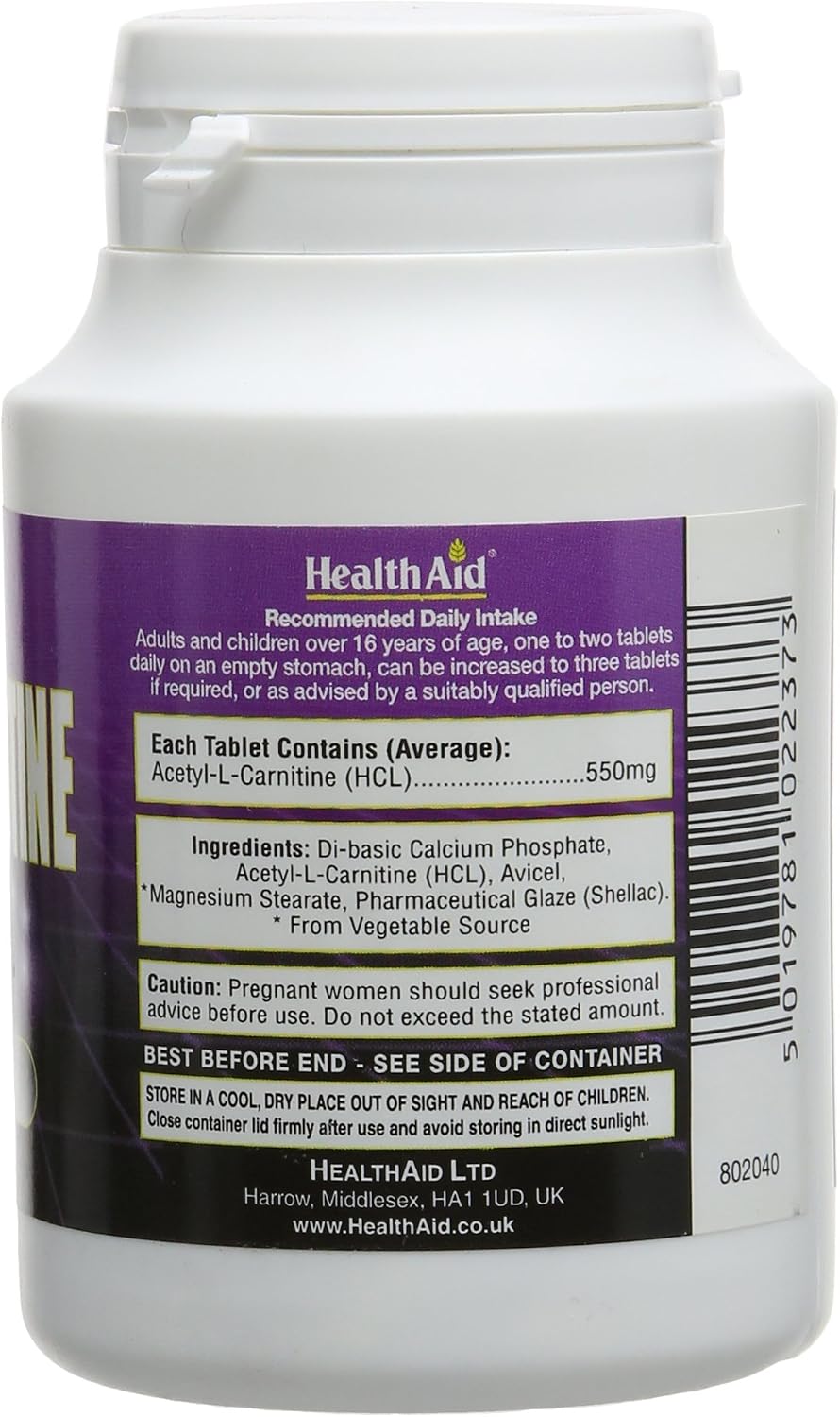 HealthAid Acetyl-L-Carnitine 550mg - 30 Tablets, 30 count (Pack of 1) - Image 4