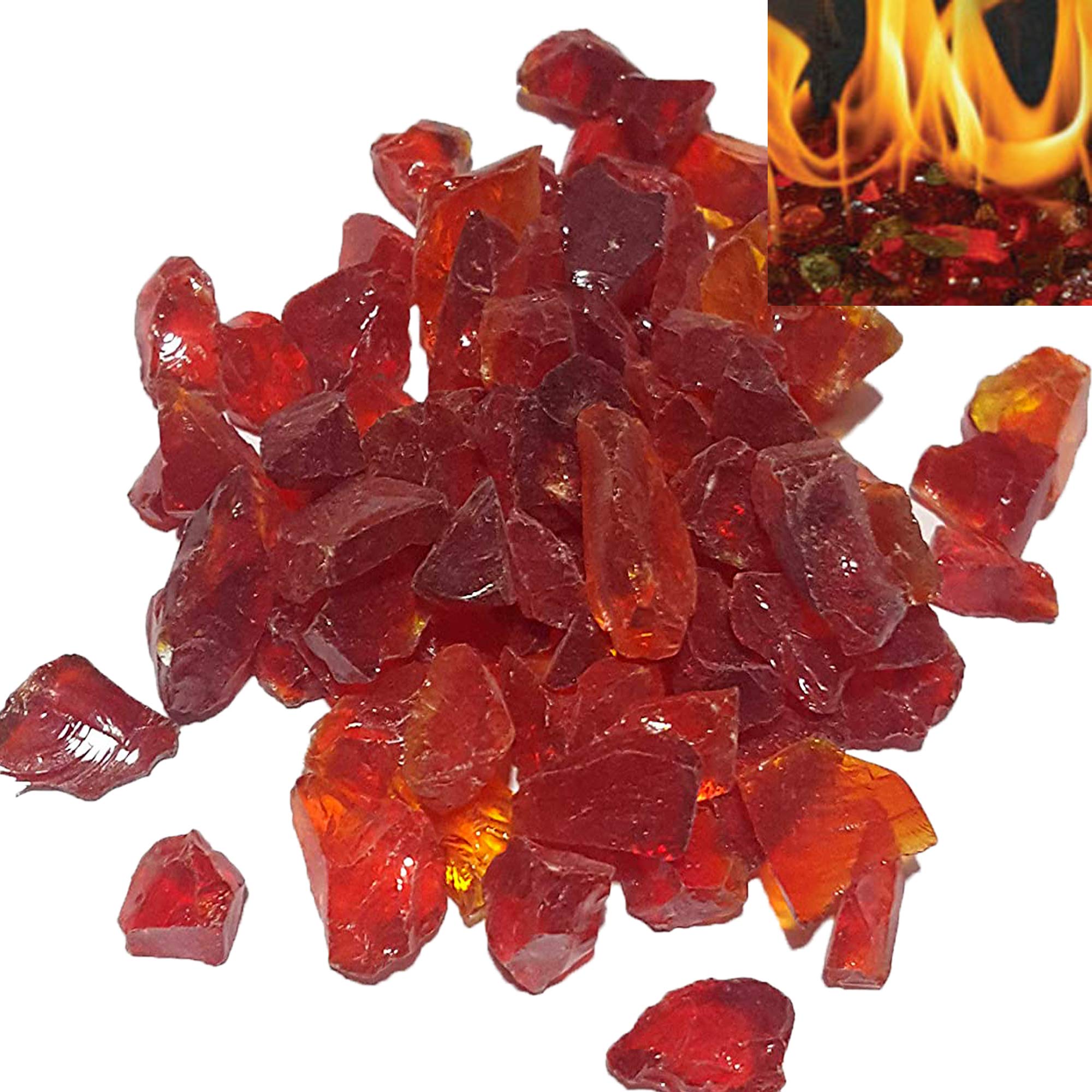 Firebrand Direct Red Fire Glass 1kg (2.2lb) - For Fire Pits, Gas Fires And Ethanol Burners. Sparkling Heat Resistant Glass